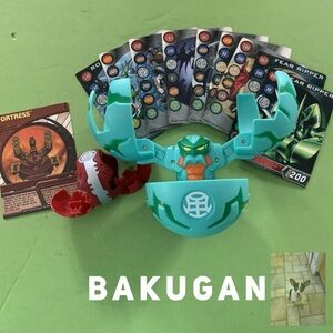 Bakugan Large Battle Brawler Ventus and Small Pryus With Gate Cards
